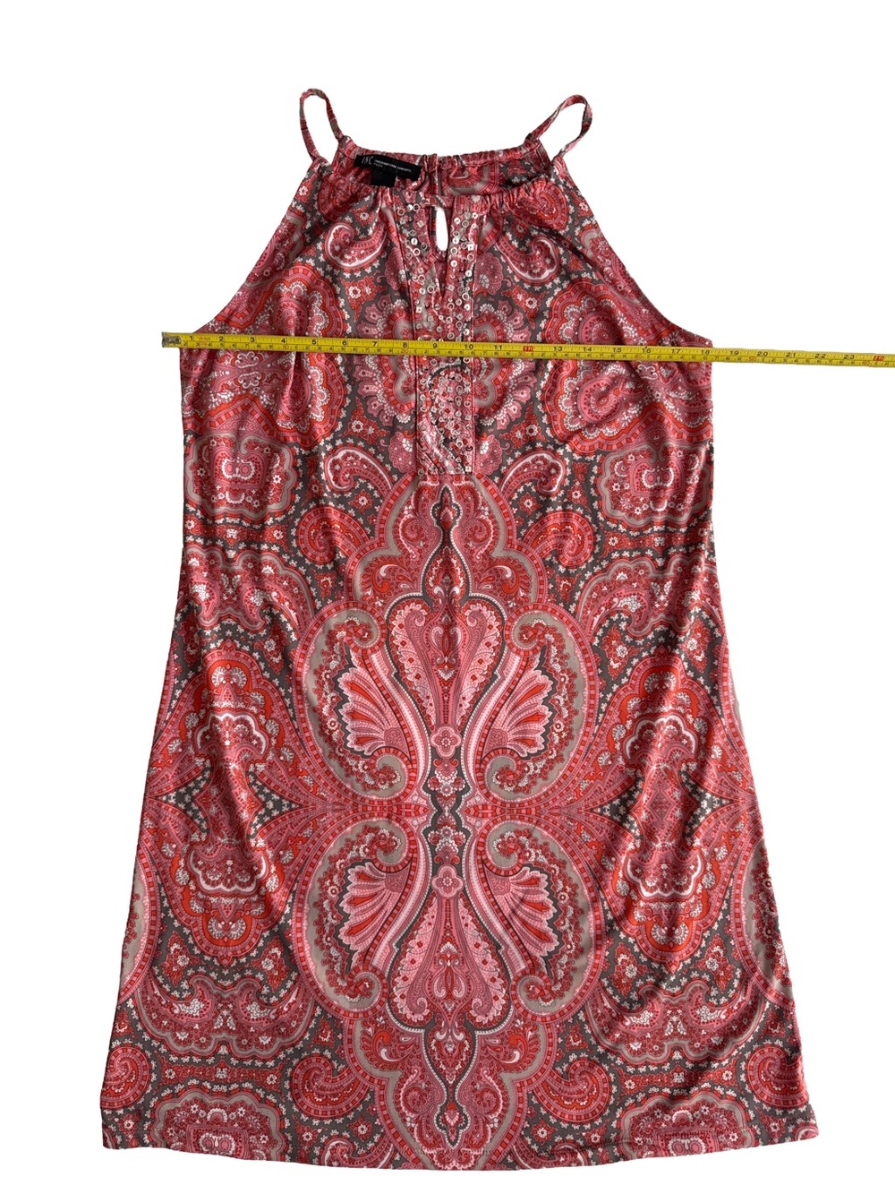 INC INTERNATIONAL CONCEPTS Petite Gray Pink Strap Y2K Halter Sequin Satin Dress - Picture 7 of 7
